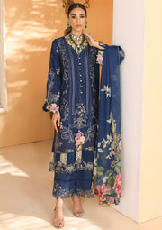 ELAF Premium Luxury Pret Embroidered Lawn 3Pc Suit ELP-06B Lapis