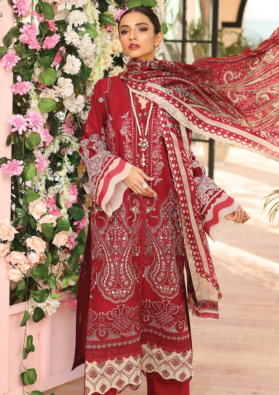 KAHF Premium Embroidered Luxury Lawn Unstitched 3Pc Suit KLC-09A