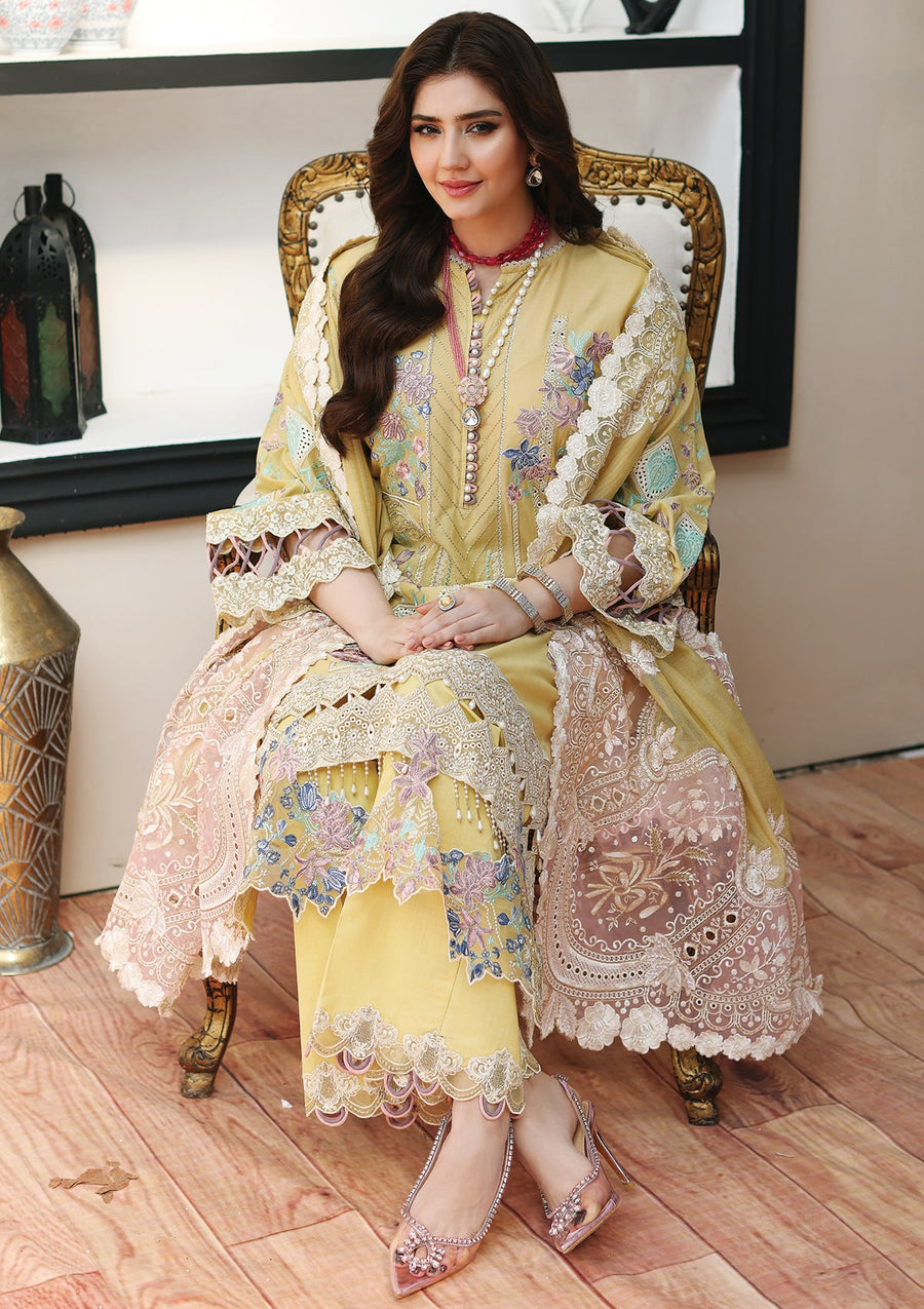KAHF Premium Embroidered Luxury Lawn Unstitched 3Pc Suit KLC-02B