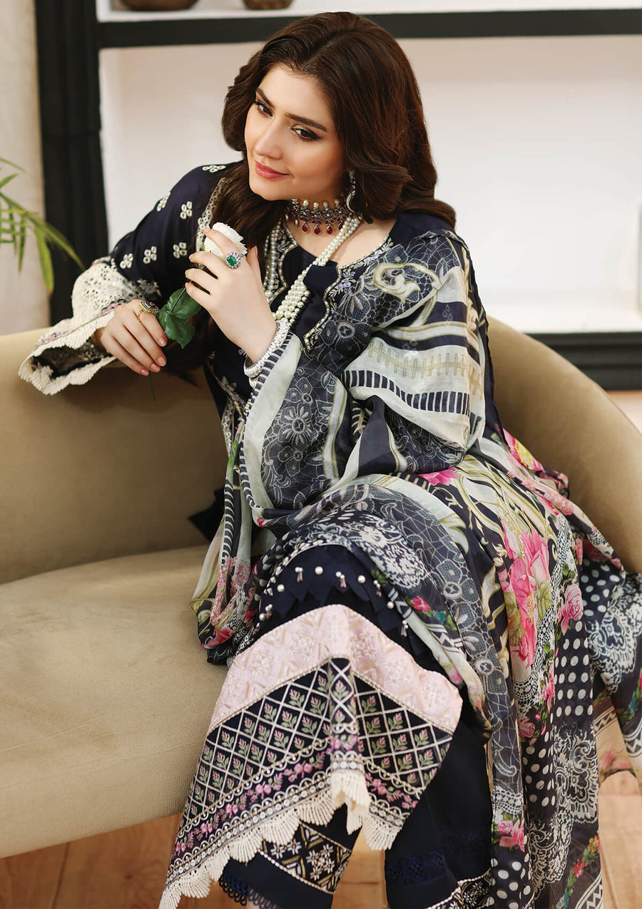 KAHF Premium Embroidered Luxury Lawn Unstitched 3Pc Suit KLC-07B