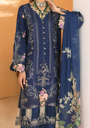 ELAF Premium Luxury Pret Embroidered Lawn 3Pc Suit ELP-06B Lapis