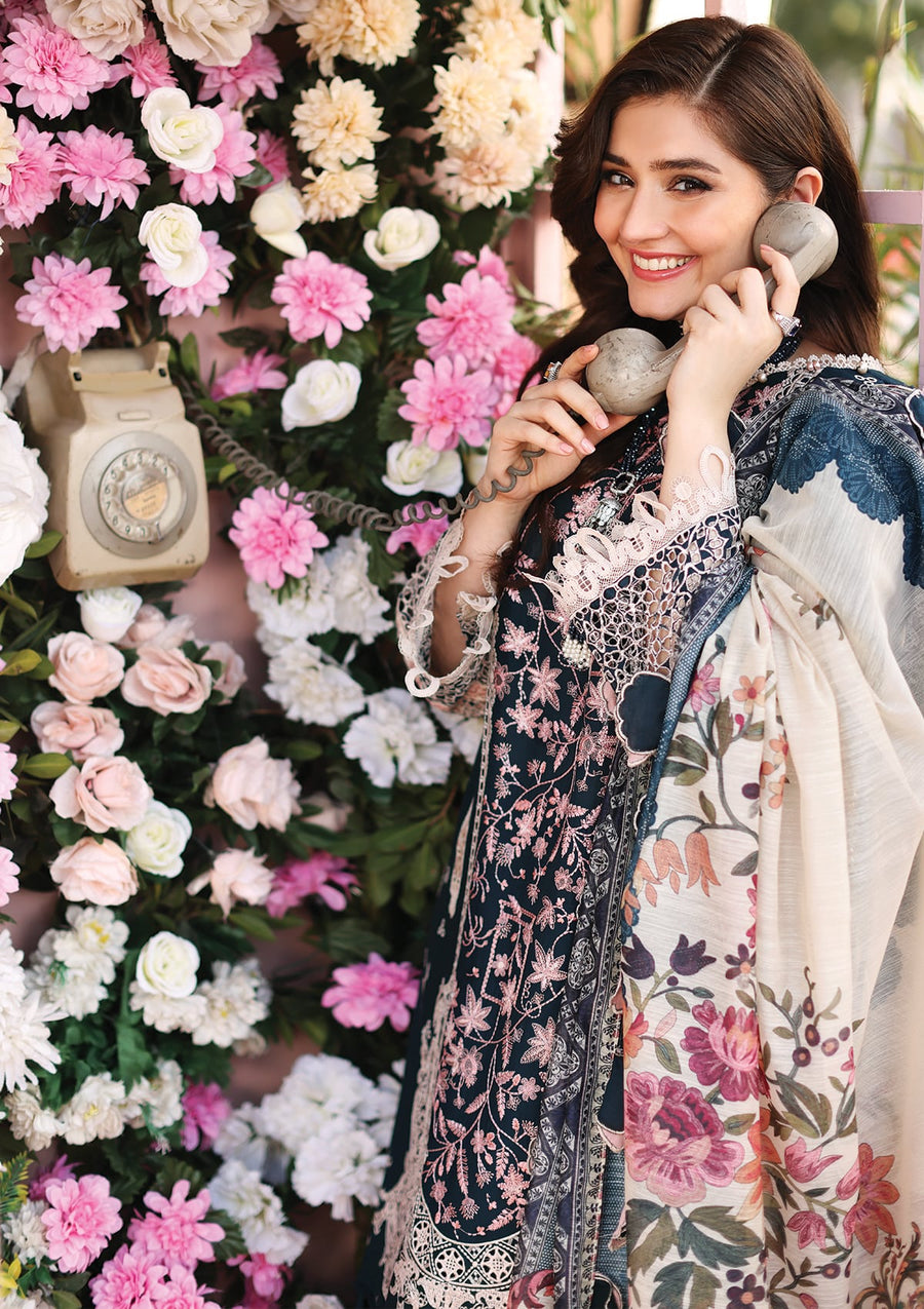 KAHF Premium Embroidered Luxury Lawn Unstitched 3Pc Suit KLC-01A