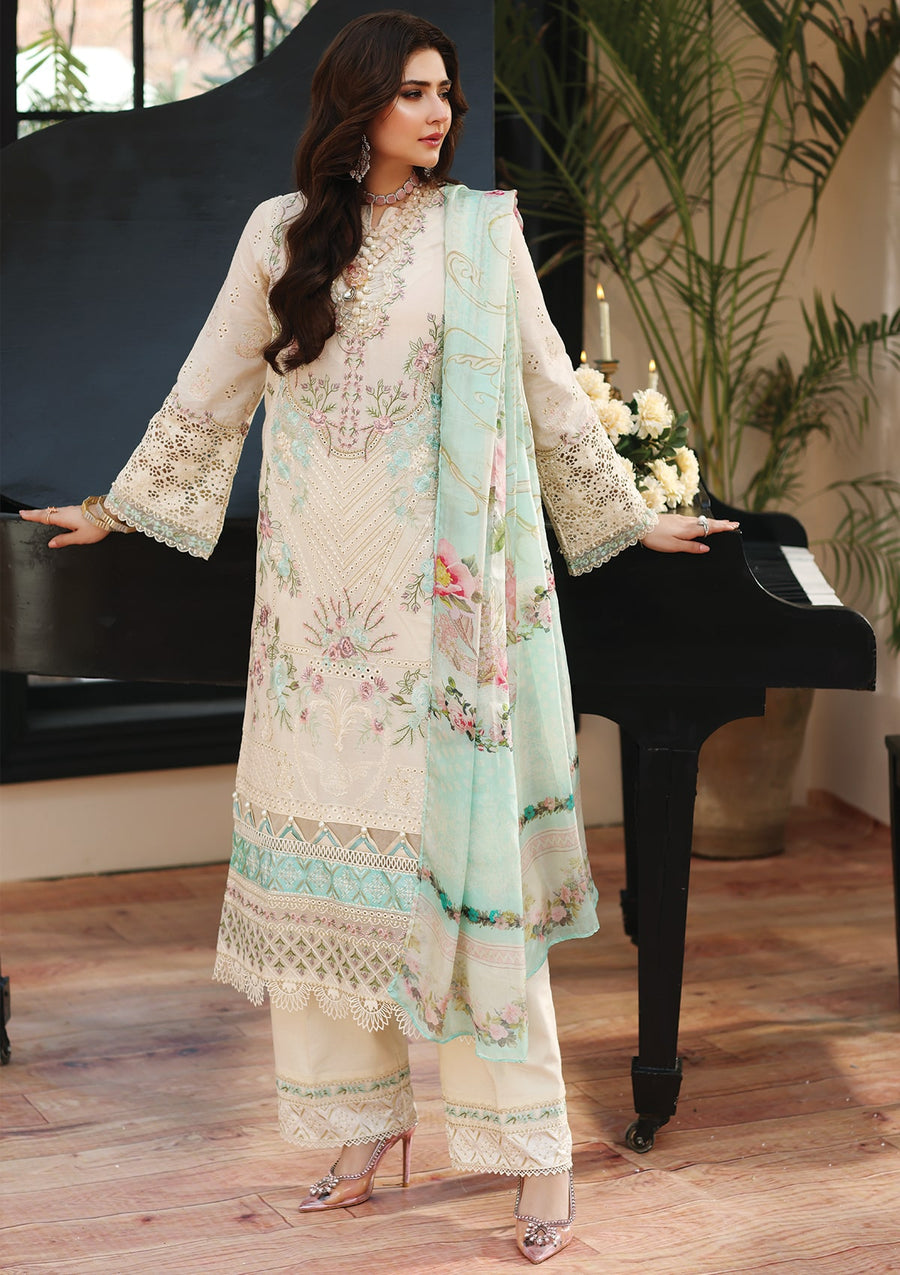 KAHF Premium Embroidered Luxury Lawn Unstitched 3Pc Suit KLC-07A