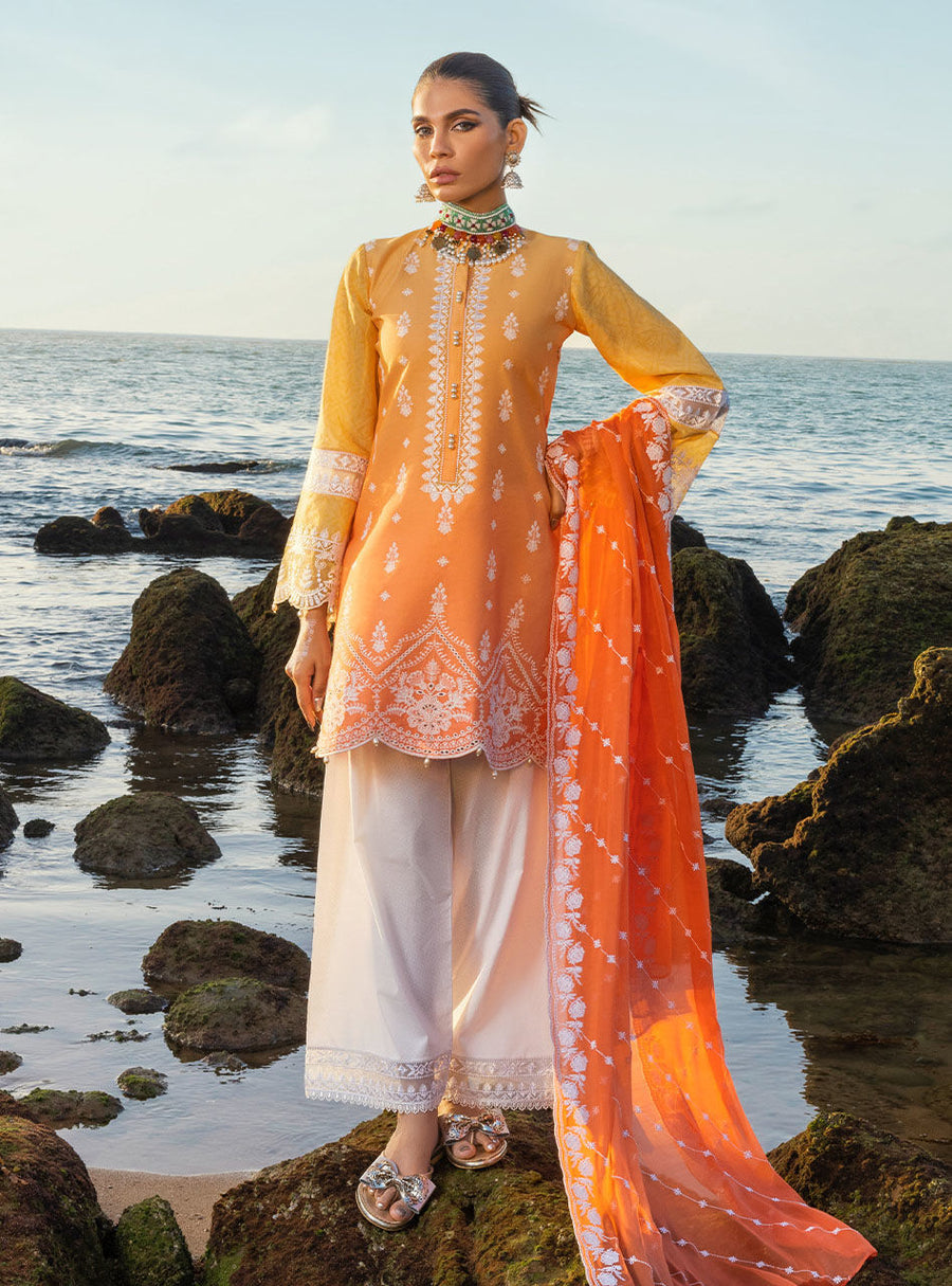 Zainab Chottani Embroidered Chikankari Lawn Unstitched 3Pc Suit ZC-08B