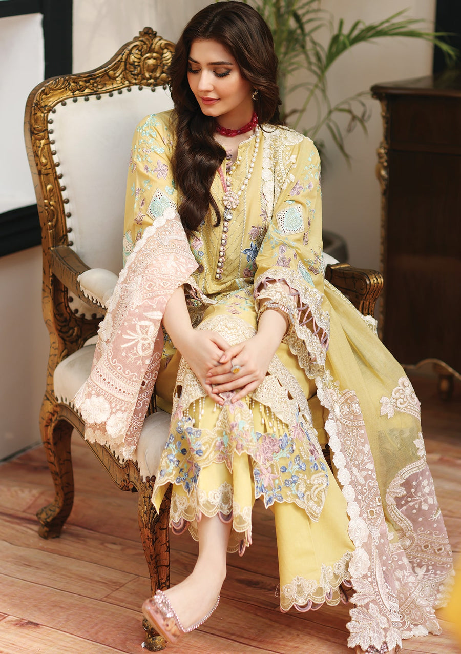 KAHF Premium Embroidered Luxury Lawn Unstitched 3Pc Suit KLC-02B