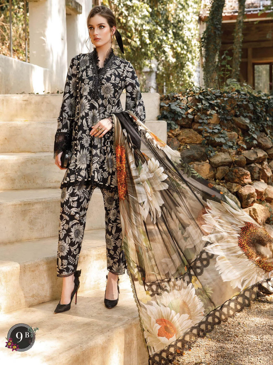 Maria.B M.Prints Lawn Unstitched Embroidered 3 Piece Suit MPT-1709-B