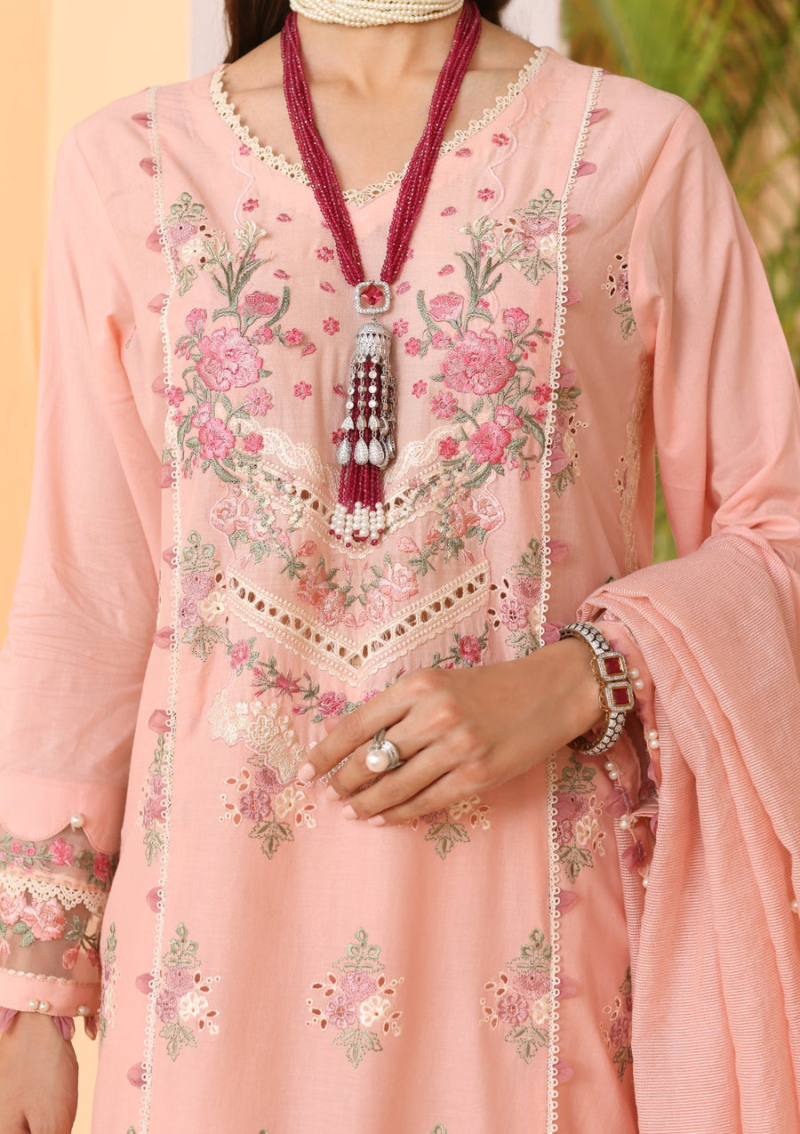 ELAF Premium Luxury Pret Embroidered Lawn 3Pc Suit ELP-07A Cherish