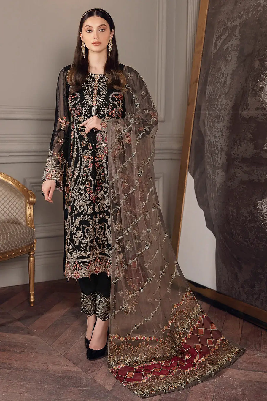 Ramsha Chevron Vol-05 Luxury Chiffon Unstitched 3Pc Suit A-501