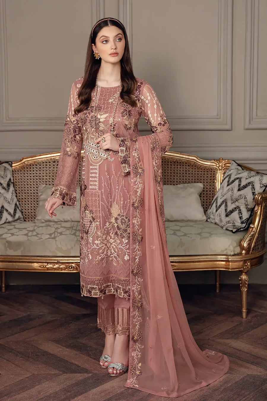 Ramsha Chevron Vol-05 Luxury Chiffon Unstitched 3Pc Suit A-502