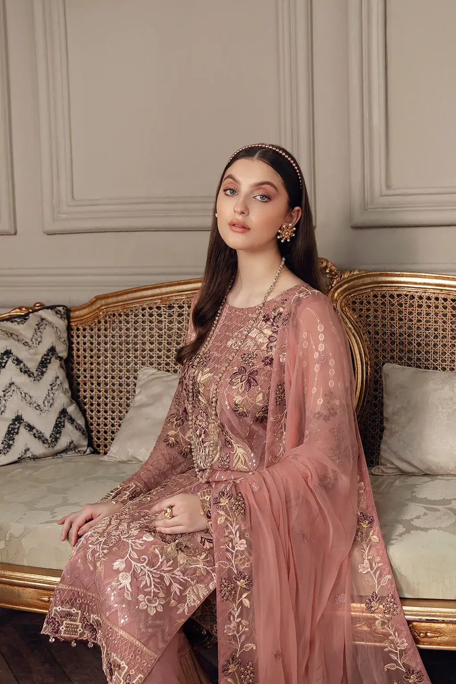 Ramsha Chevron Vol-05 Luxury Chiffon Unstitched 3Pc Suit A-502
