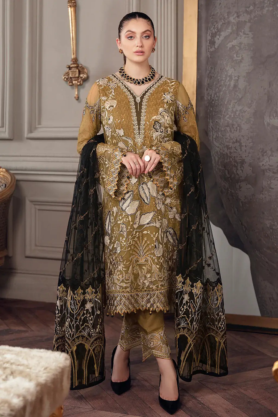 Ramsha Chevron Vol-05 Luxury Chiffon Unstitched 3Pc Suit A-504
