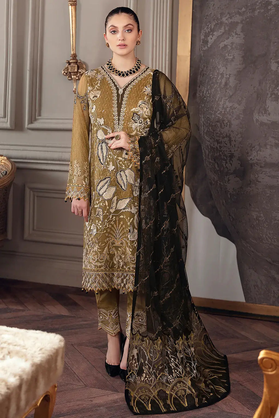 Ramsha Chevron Vol-05 Luxury Chiffon Unstitched 3Pc Suit A-504