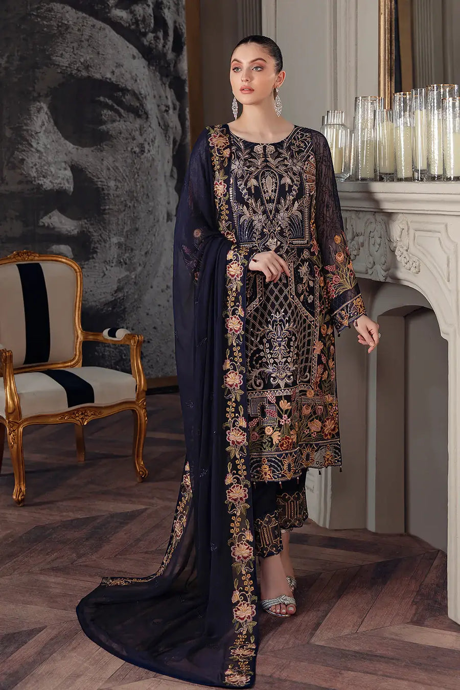 Ramsha Chevron Vol-05 Luxury Chiffon Unstitched 3Pc Suit A-506