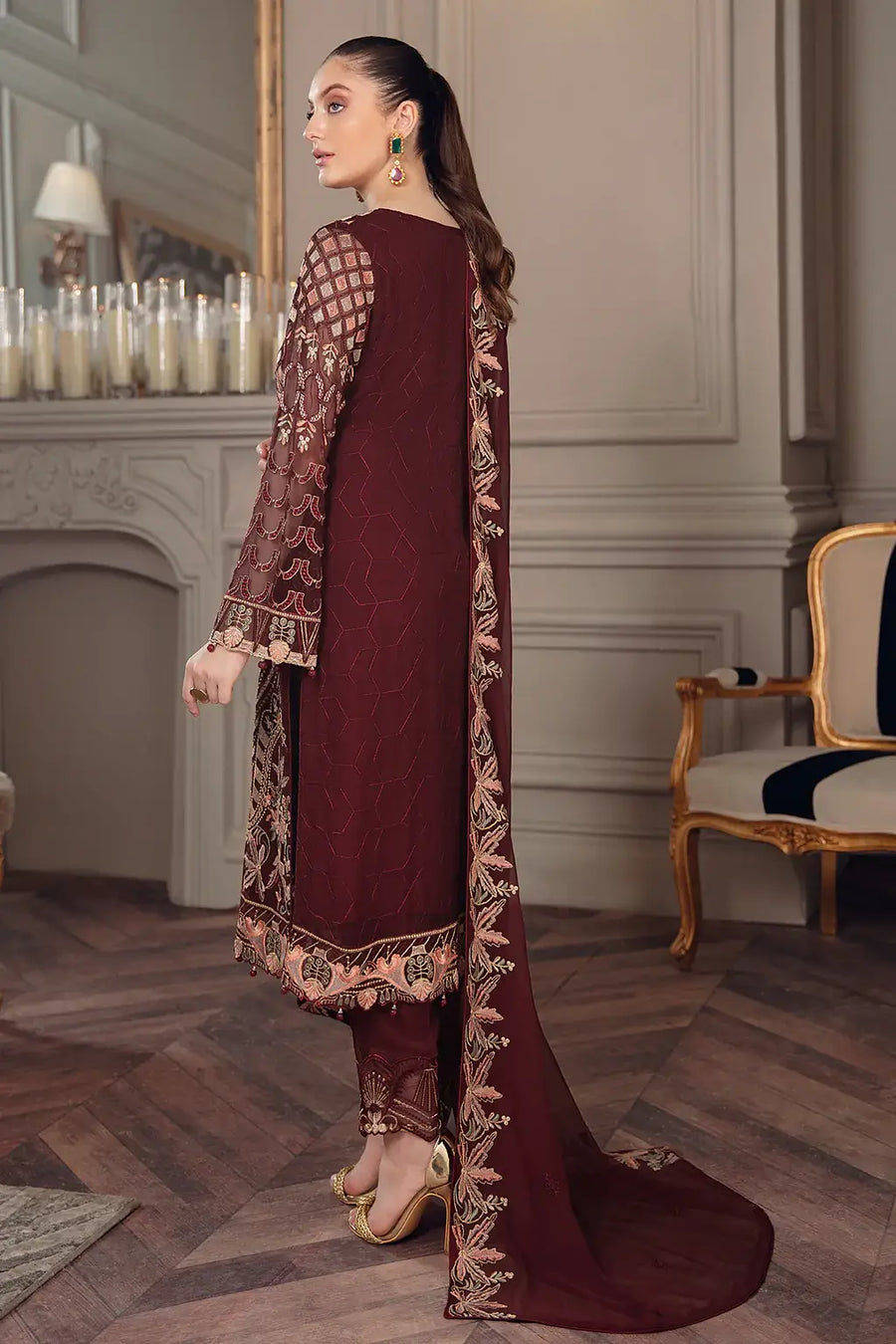 Ramsha Chevron Vol-05 Luxury Chiffon Unstitched 3Pc Suit A-507