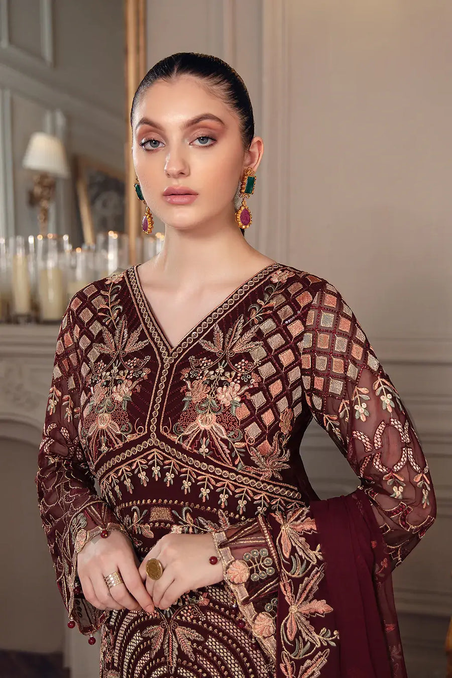 Ramsha Chevron Vol-05 Luxury Chiffon Unstitched 3Pc Suit A-507