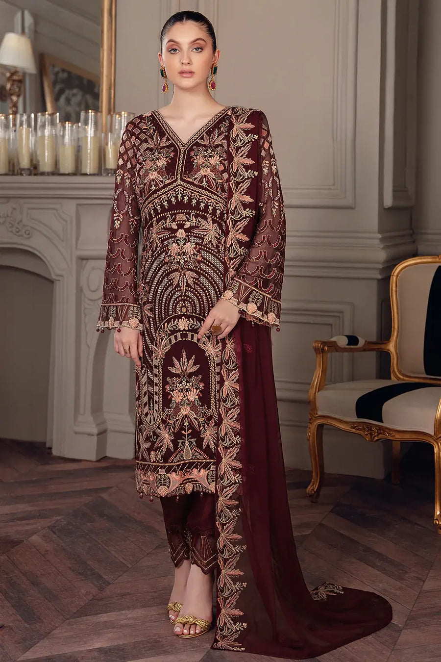 Ramsha Chevron Vol-05 Luxury Chiffon Unstitched 3Pc Suit A-507