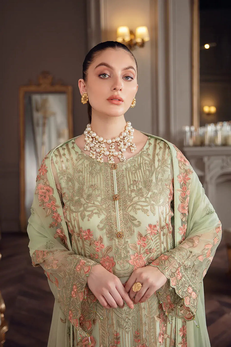 Ramsha Chevron Vol-05 Luxury Chiffon Unstitched 3Pc Suit A-509