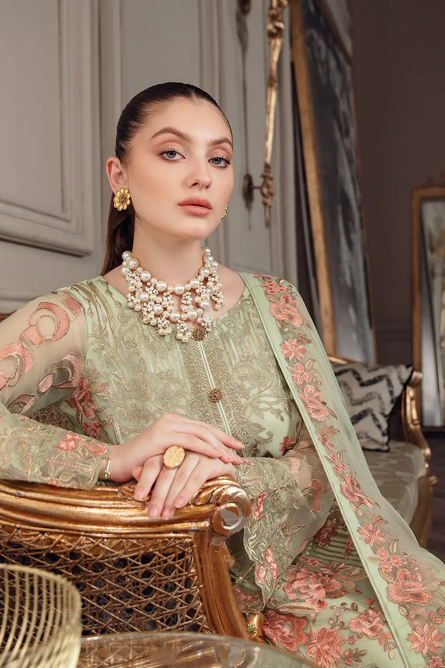 Ramsha Chevron Vol-05 Luxury Chiffon Unstitched 3Pc Suit A-509