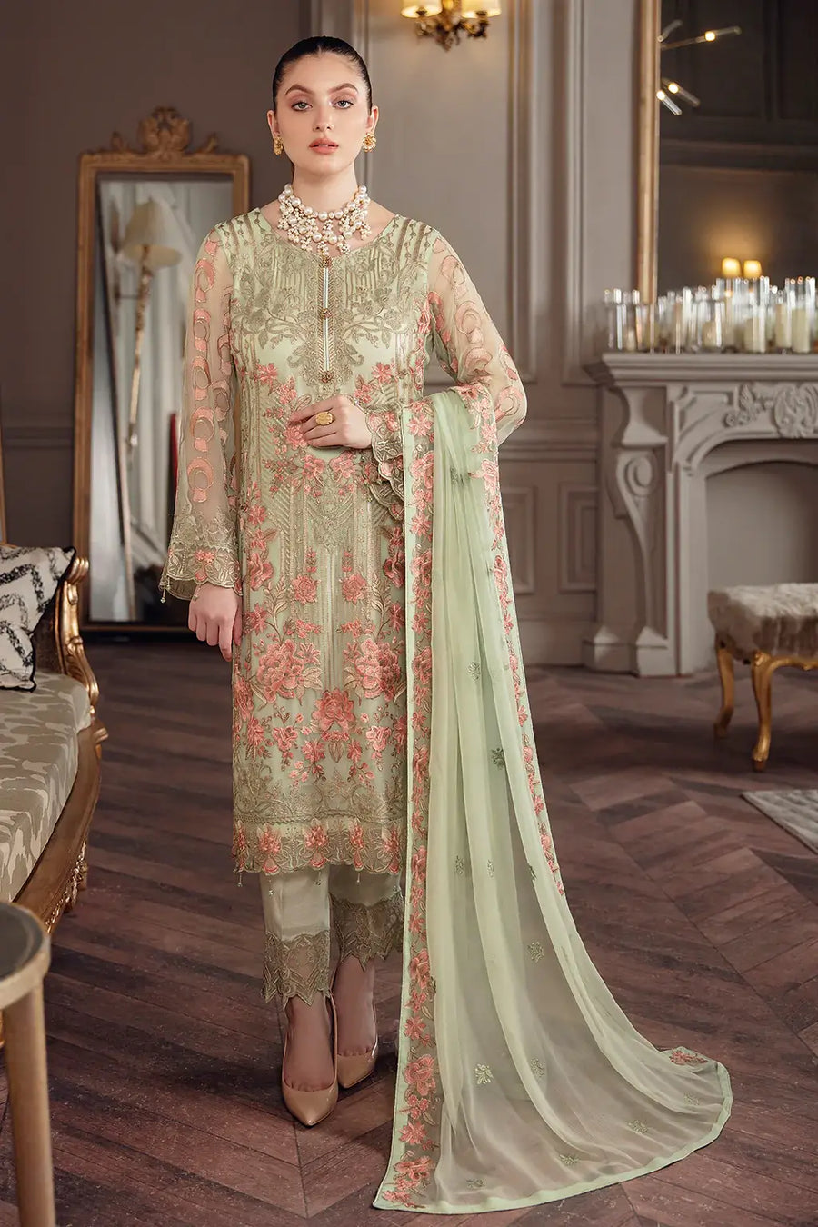 Ramsha Chevron Vol-05 Luxury Chiffon Unstitched 3Pc Suit A-509
