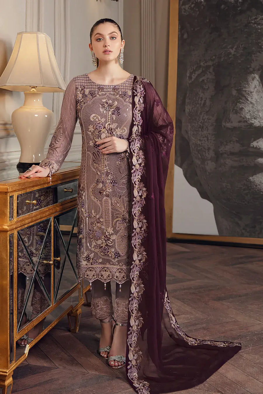 Ramsha Chevron Vol-05 Luxury Chiffon Unstitched 3Pc Suit A-510