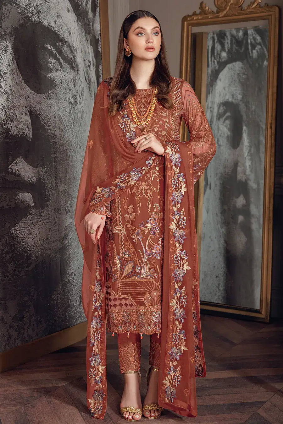 Ramsha Chevron Vol-05 Luxury Chiffon Unstitched 3Pc Suit A-512