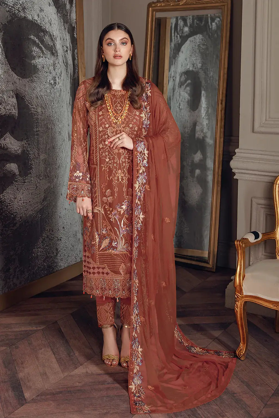 Ramsha Chevron Vol-05 Luxury Chiffon Unstitched 3Pc Suit A-512