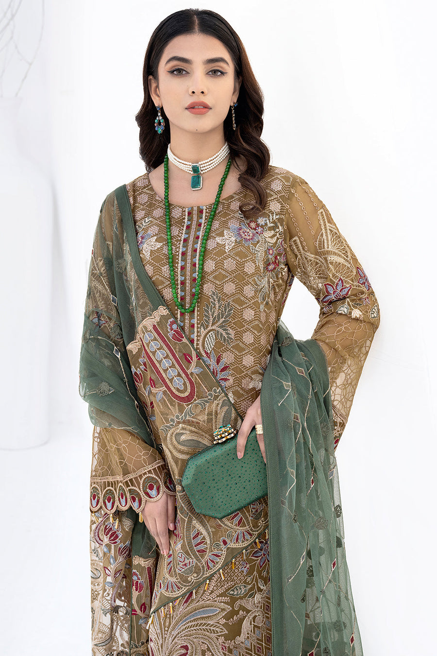 Ramsha Chevron Vol 06 Embroidered Chiffon Unstitched 3Pc Suit A-601