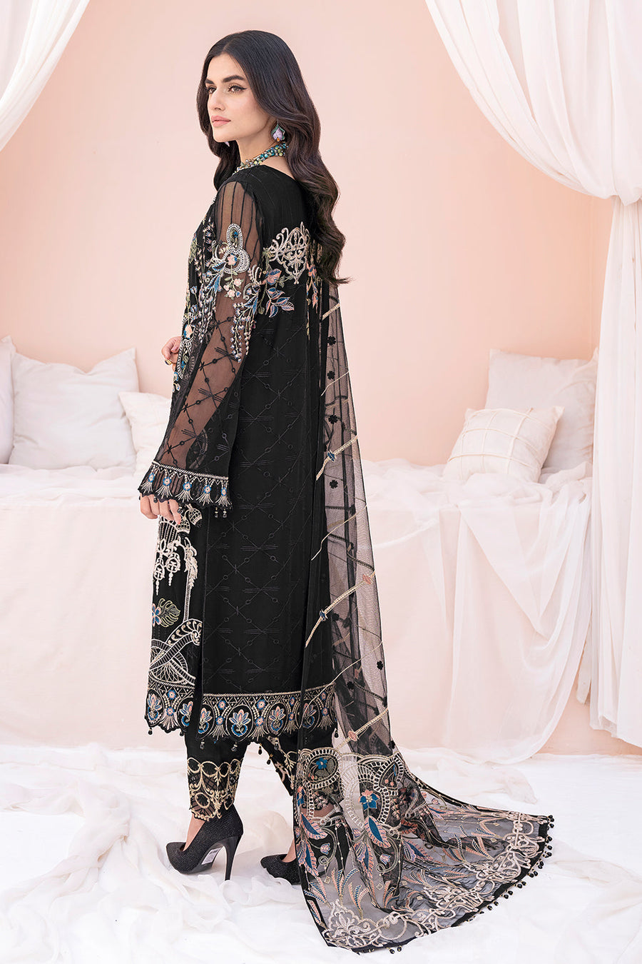 Ramsha Chevron Vol 06 Embroidered Chiffon Unstitched 3Pc Suit A-603