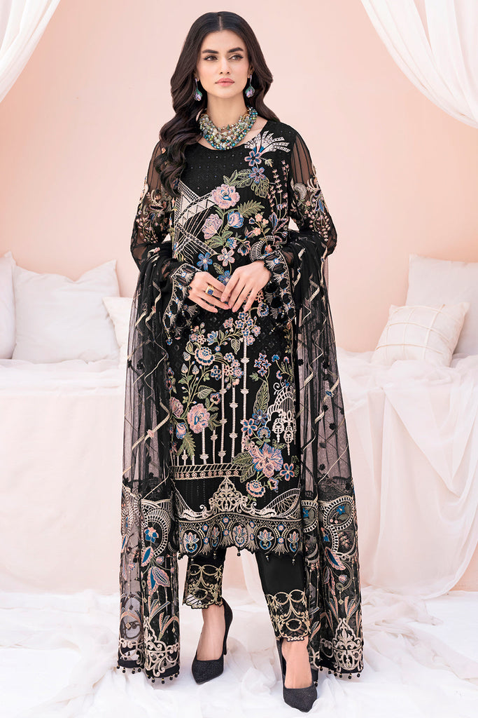 Orange Embroidered Suit - Ramsha Chiffon Vol 23 - #F-2303