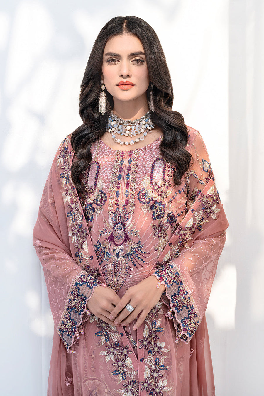 Ramsha Chevron Vol 06 Embroidered Chiffon Unstitched 3Pc Suit A-604
