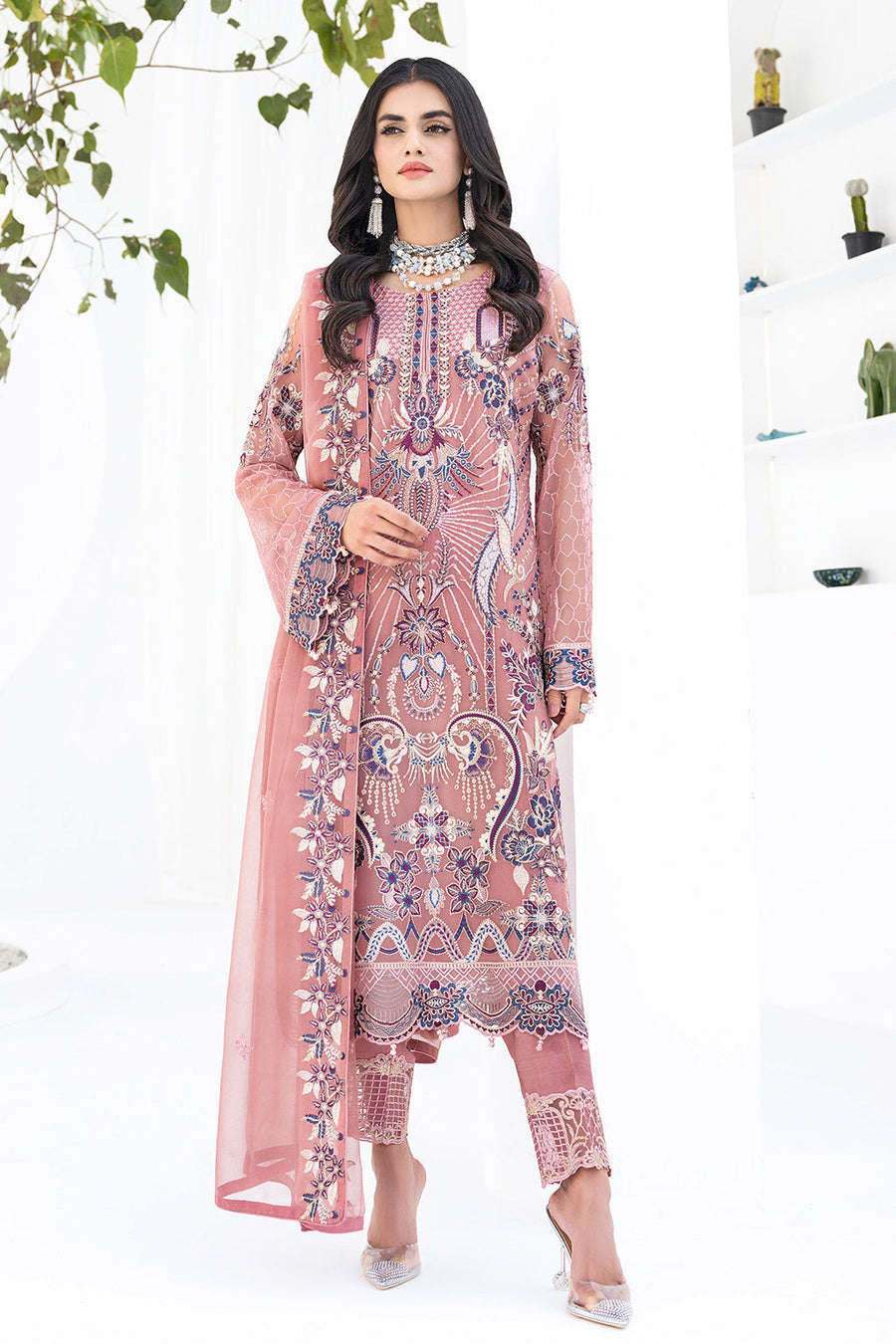 Ramsha Chevron Vol 06 Embroidered Chiffon Unstitched 3Pc Suit A-604