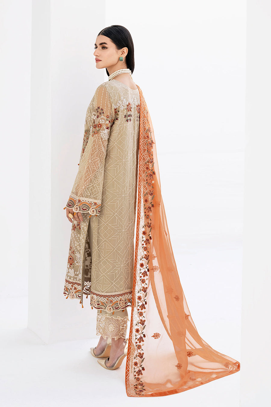 Ramsha Chevron Vol 06 Embroidered Chiffon Unstitched 3Pc Suit A-605