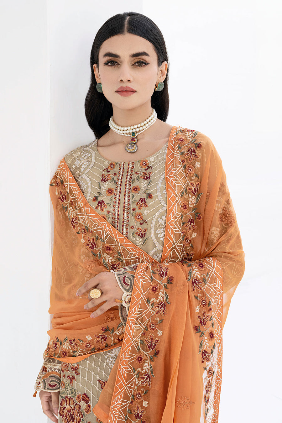 Ramsha Chevron Vol 06 Embroidered Chiffon Unstitched 3Pc Suit A-605