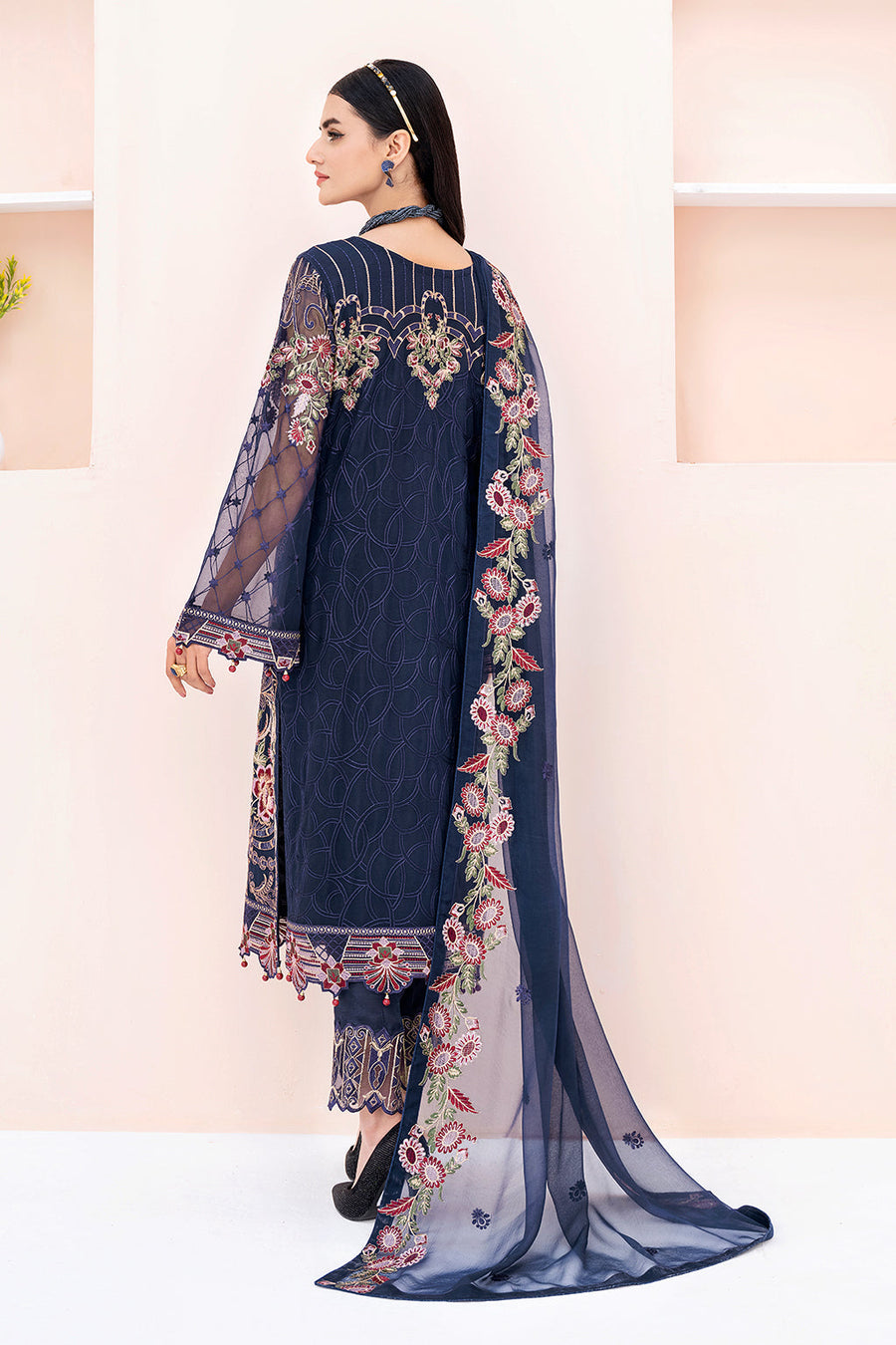 Ramsha Chevron Vol 06 Embroidered Chiffon Unstitched 3Pc Suit A-606