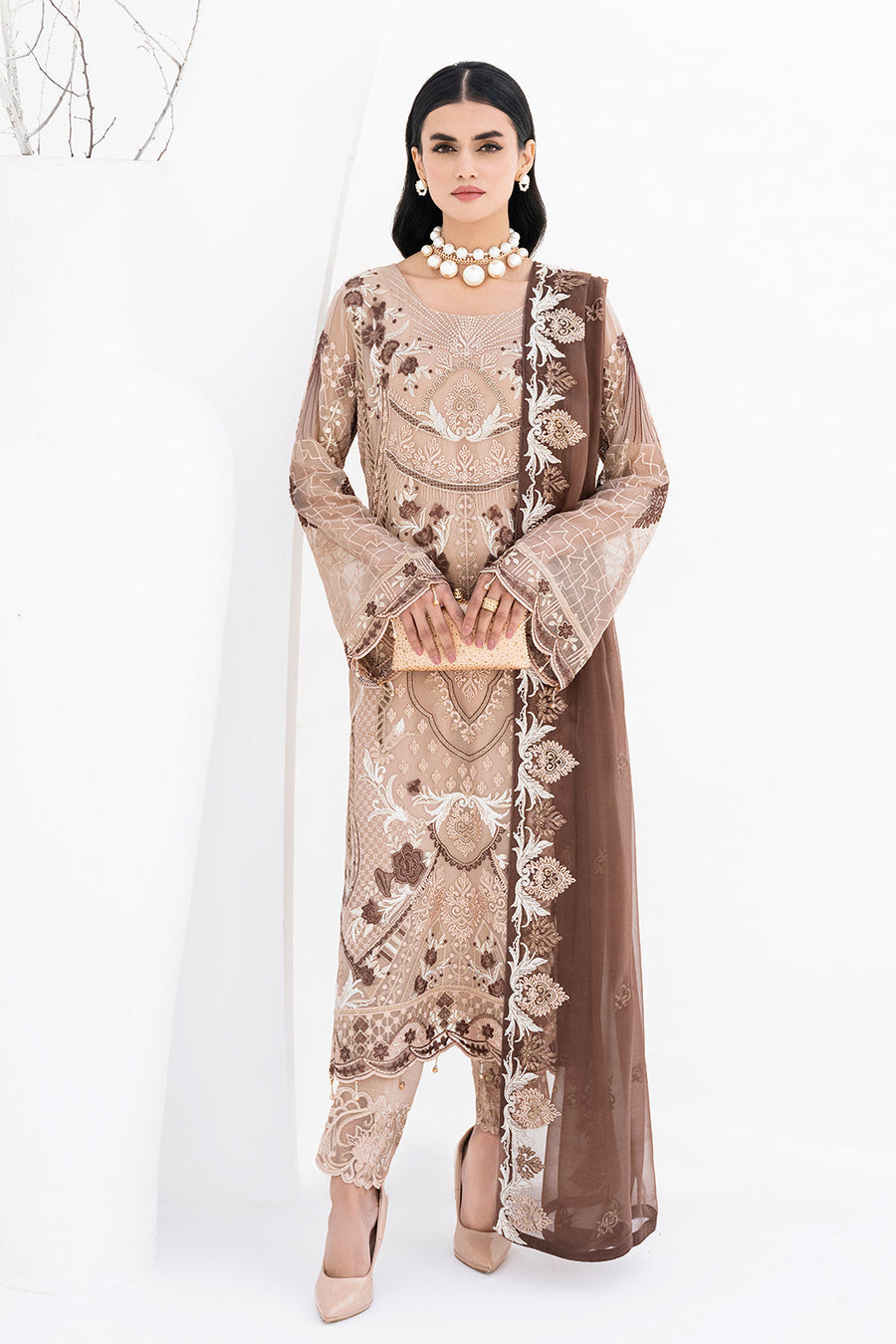 Ramsha Chevron Vol 06 Embroidered Chiffon Unstitched 3Pc Suit A-610