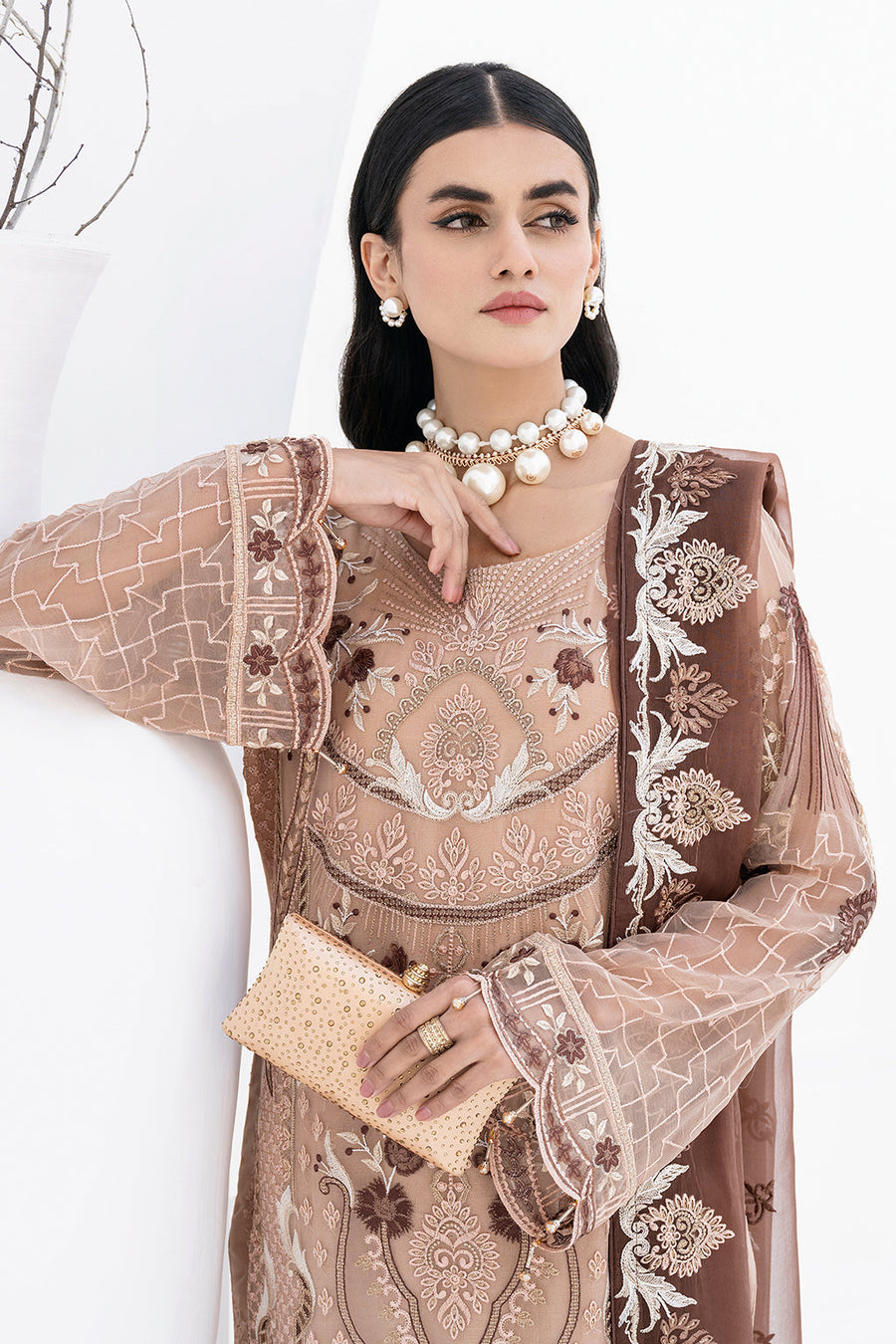 Ramsha Chevron Vol 06 Embroidered Chiffon Unstitched 3Pc Suit A-610