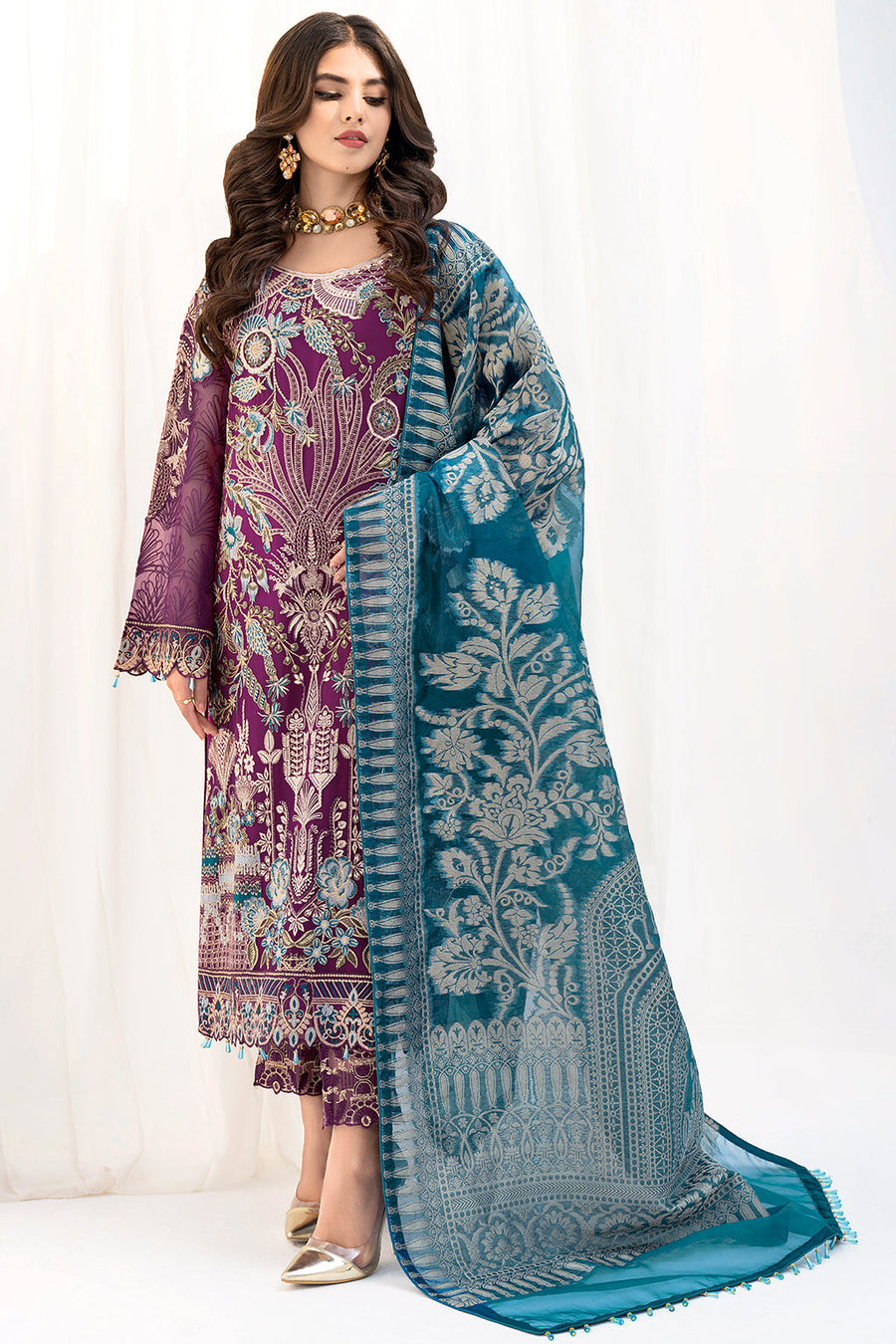 Ramsha Chevron Vol 06 Embroidered Chiffon Unstitched 3Pc Suit A-611