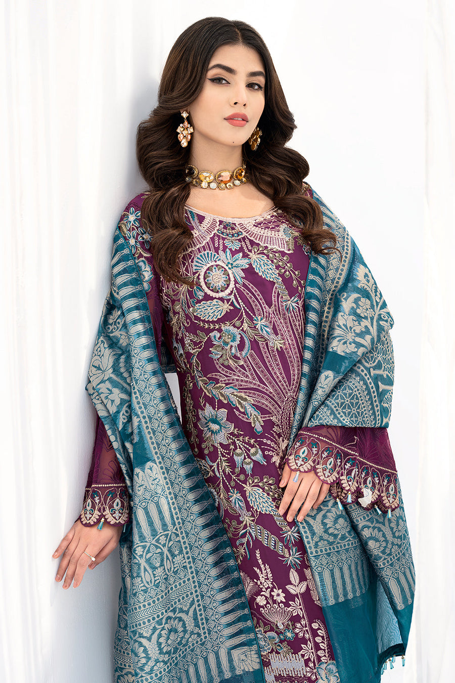 Ramsha Chevron Vol 06 Embroidered Chiffon Unstitched 3Pc Suit A-611