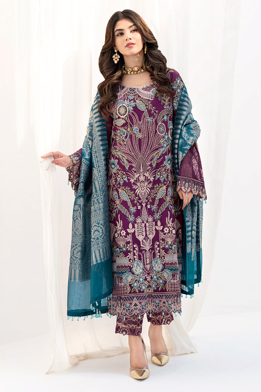 Ramsha Chevron Vol 06 Embroidered Chiffon Unstitched 3Pc Suit A-611
