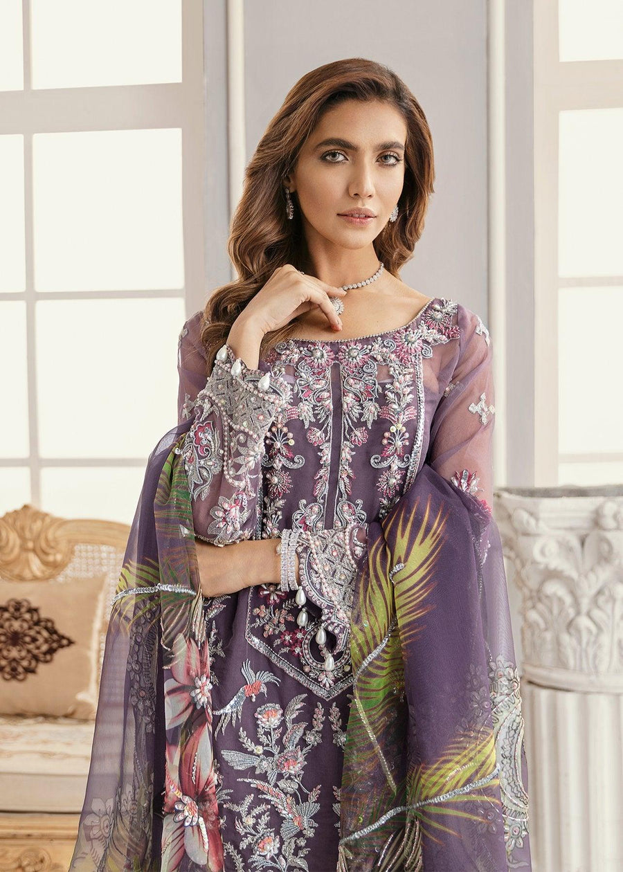 Akbar Aslam Raqs Eid Formal Collection'21 3PCS Suit AAWC-1333 Lupine - FaisalFabrics.pk
