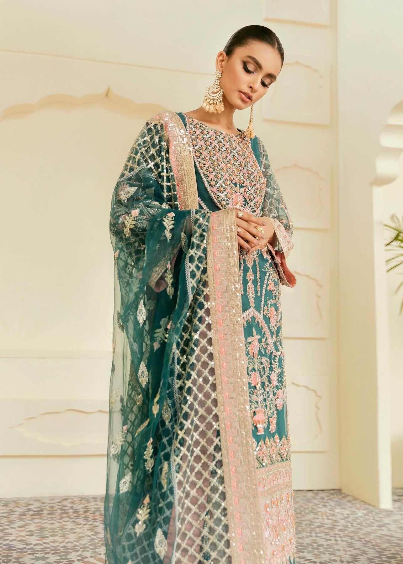 Akbar Aslam Elinor Embroidered Formal Wedding 3pc Suit AAWC-1387 TOUCA