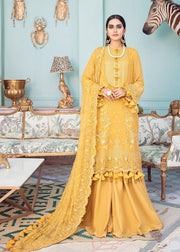 Afrozeh La Fuchsia Luxury Chiffon Unstitched 3 Piece Suit D-01 Ablaze - FaisalFabrics.pk