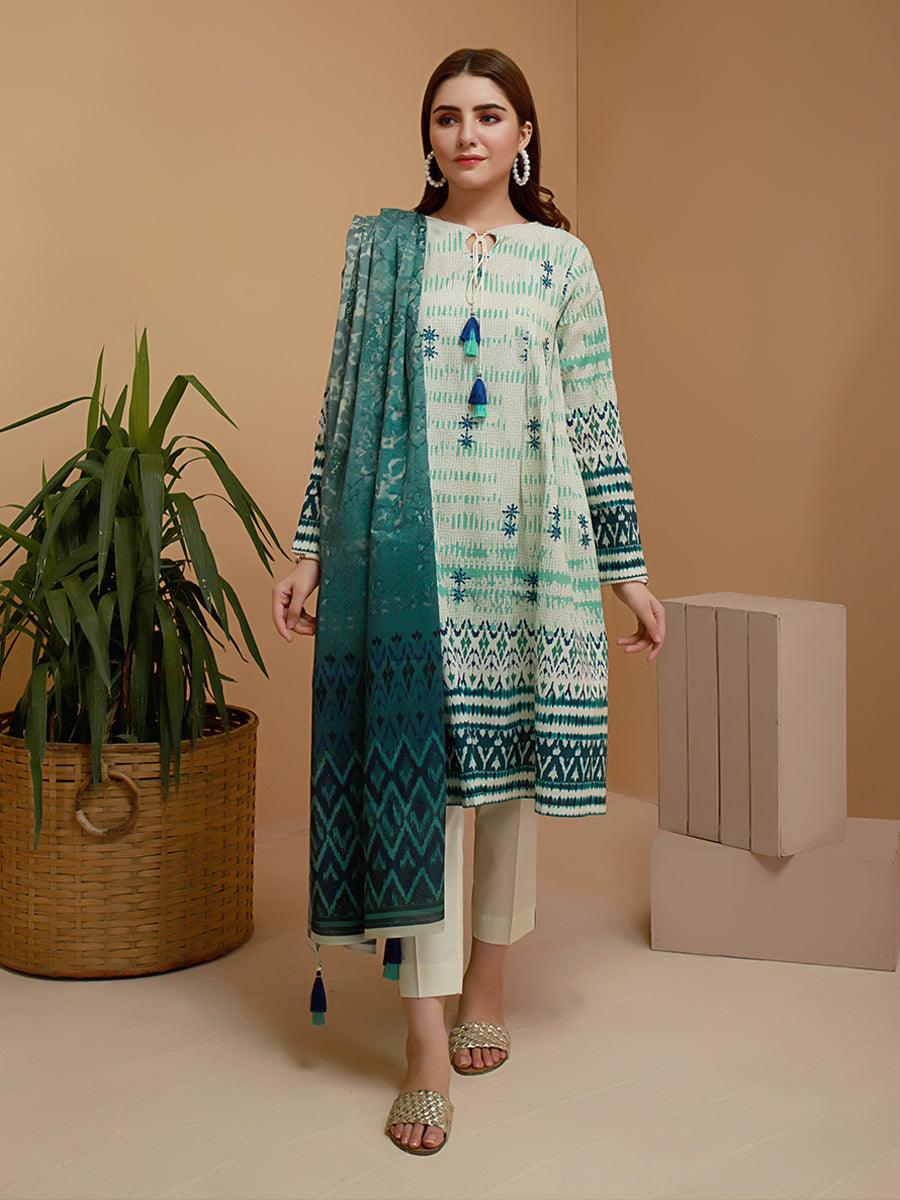 ACE Galleria Digital Embroidered Cambric Unstitched 3pc Suit ACE 12074 - FaisalFabrics.pk