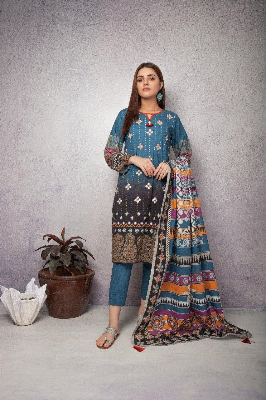 ACE Galleria Digital Embroidered Unstitched 3pc Khaddar Suit ACE 12092 - FaisalFabrics.pk