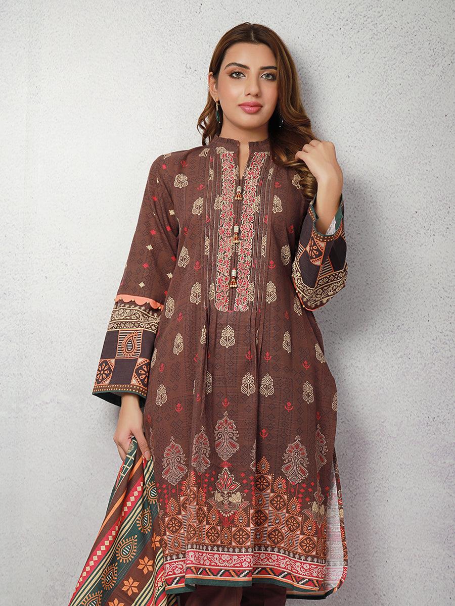 ACE Galleria Digital Embroidered Unstitched 3pc Khaddar Suit ACE 12106 - FaisalFabrics.pk
