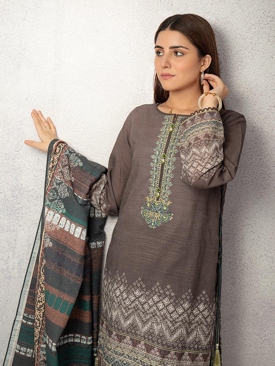 ACE Galleria Digital Embroidered Unstitched 3pc Khaddar Suit ACE 12114 - FaisalFabrics.pk