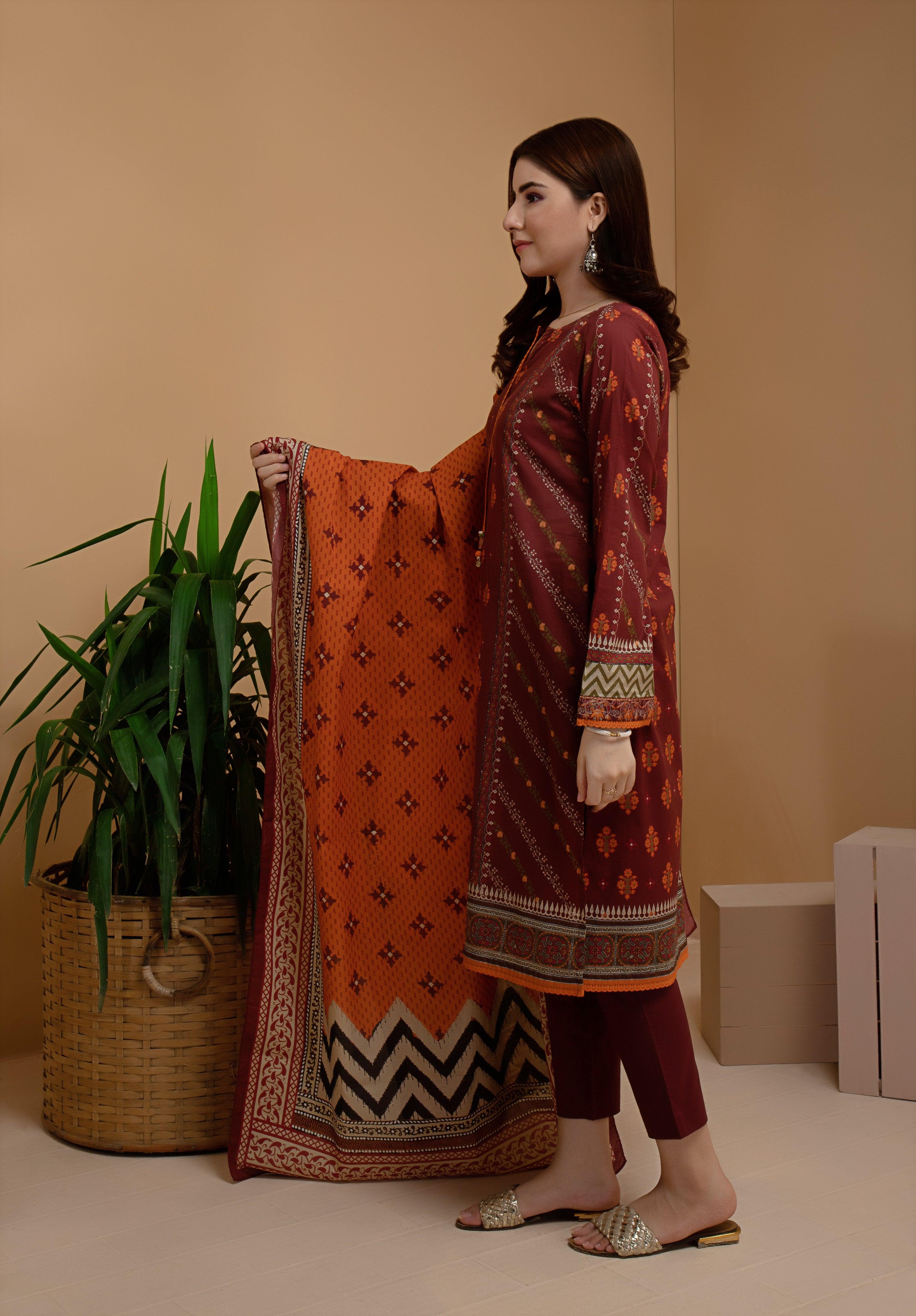 ACE Galleria Digital Embroidered Unstitched 3pc Khaddar Suit ACE 12116 - FaisalFabrics.pk