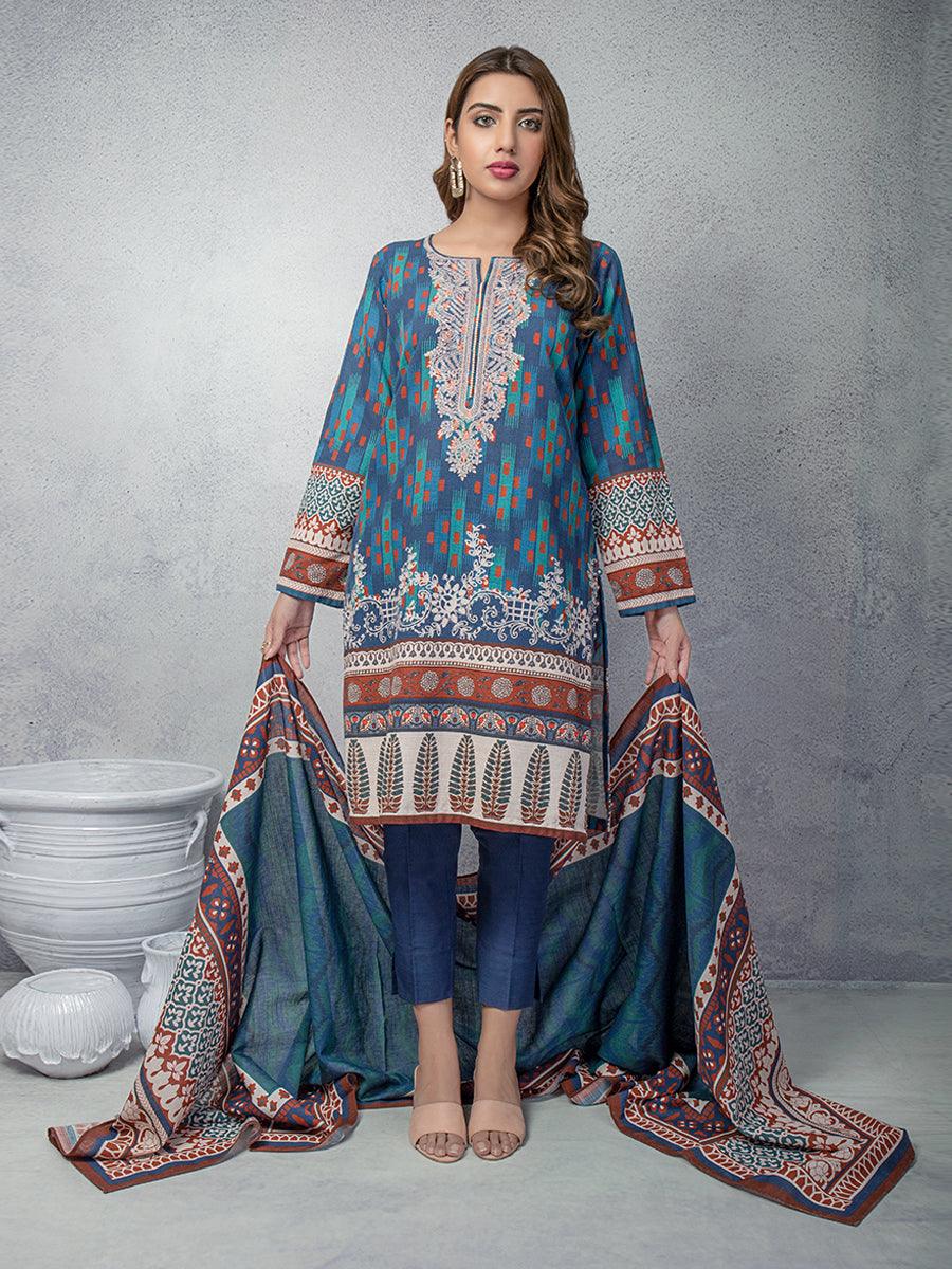 ACE Galleria Digital Embroidered Unstitched 3pc Khaddar Suit ACE 12131 - FaisalFabrics.pk