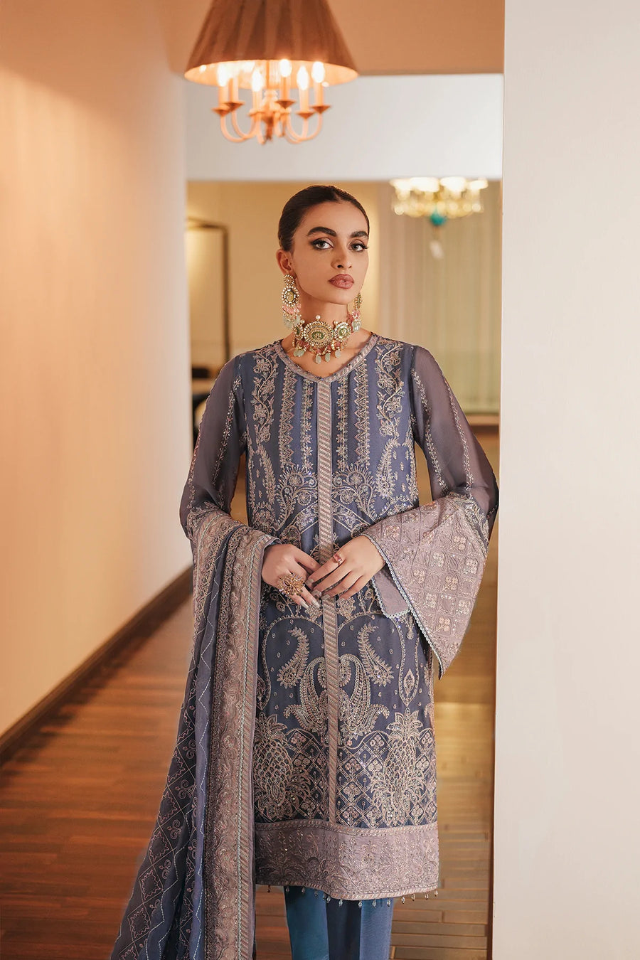 FARASHA Lueur Unstitched Embroidered Luxury Chiffon Suit 08-ADELINE