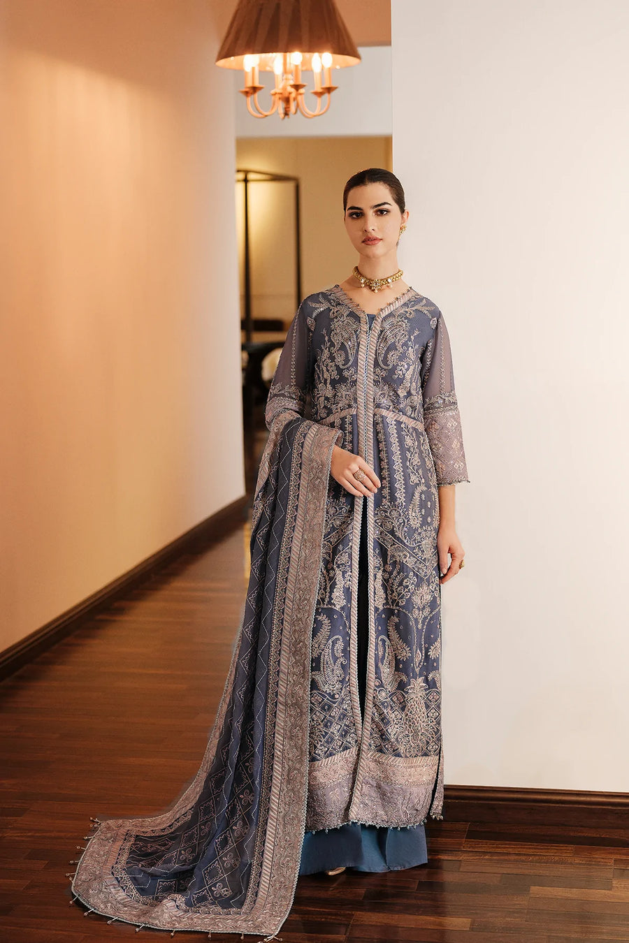 FARASHA Lueur Unstitched Embroidered Luxury Chiffon Suit 08-ADELINE